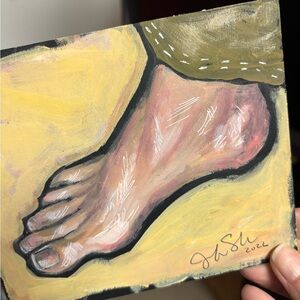 Abstract Foot Painting on Canvas
